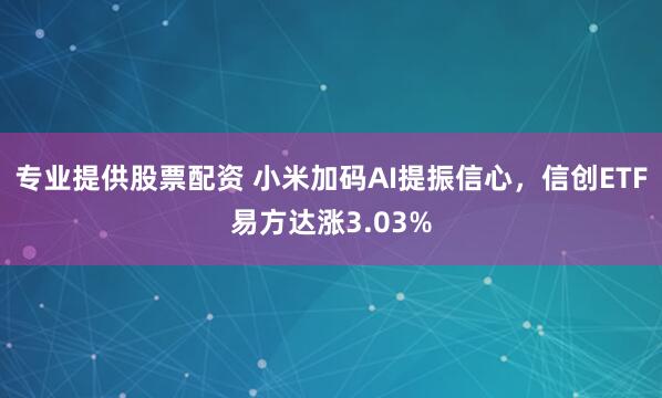 专业提供股票配资 小米加码AI提振信心，信创ETF易方达涨3.03%