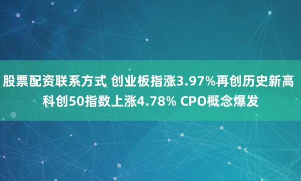 股票配资联系方式 创业板指涨3.97%再创历史新高 科创50指数上涨4.78% CPO概念爆发